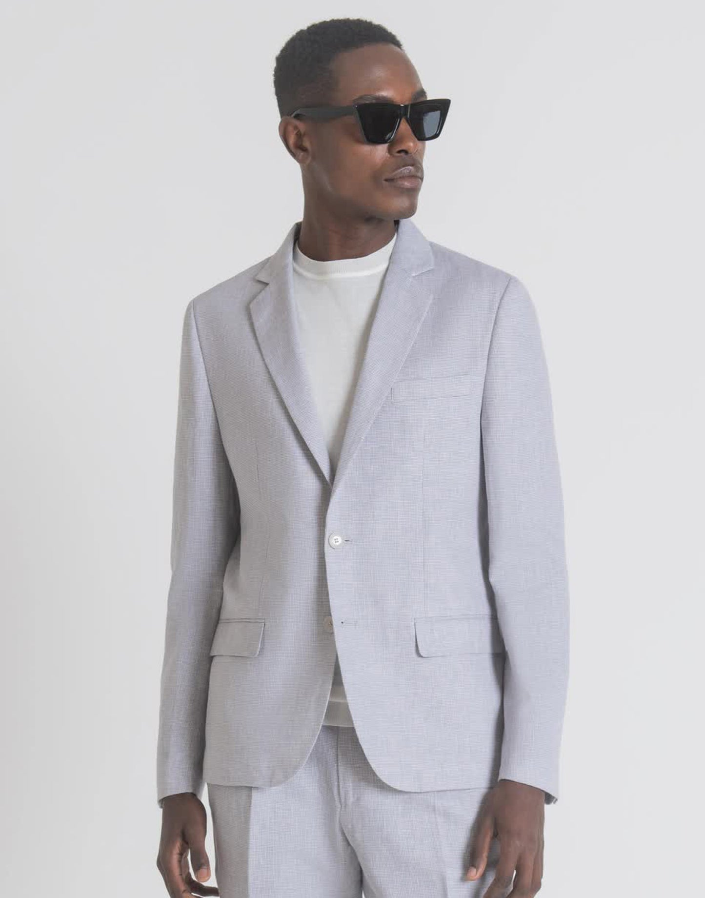 "Zelda" Slim Fit Jacket In Blended Linen Effect Mélange Antony Morato