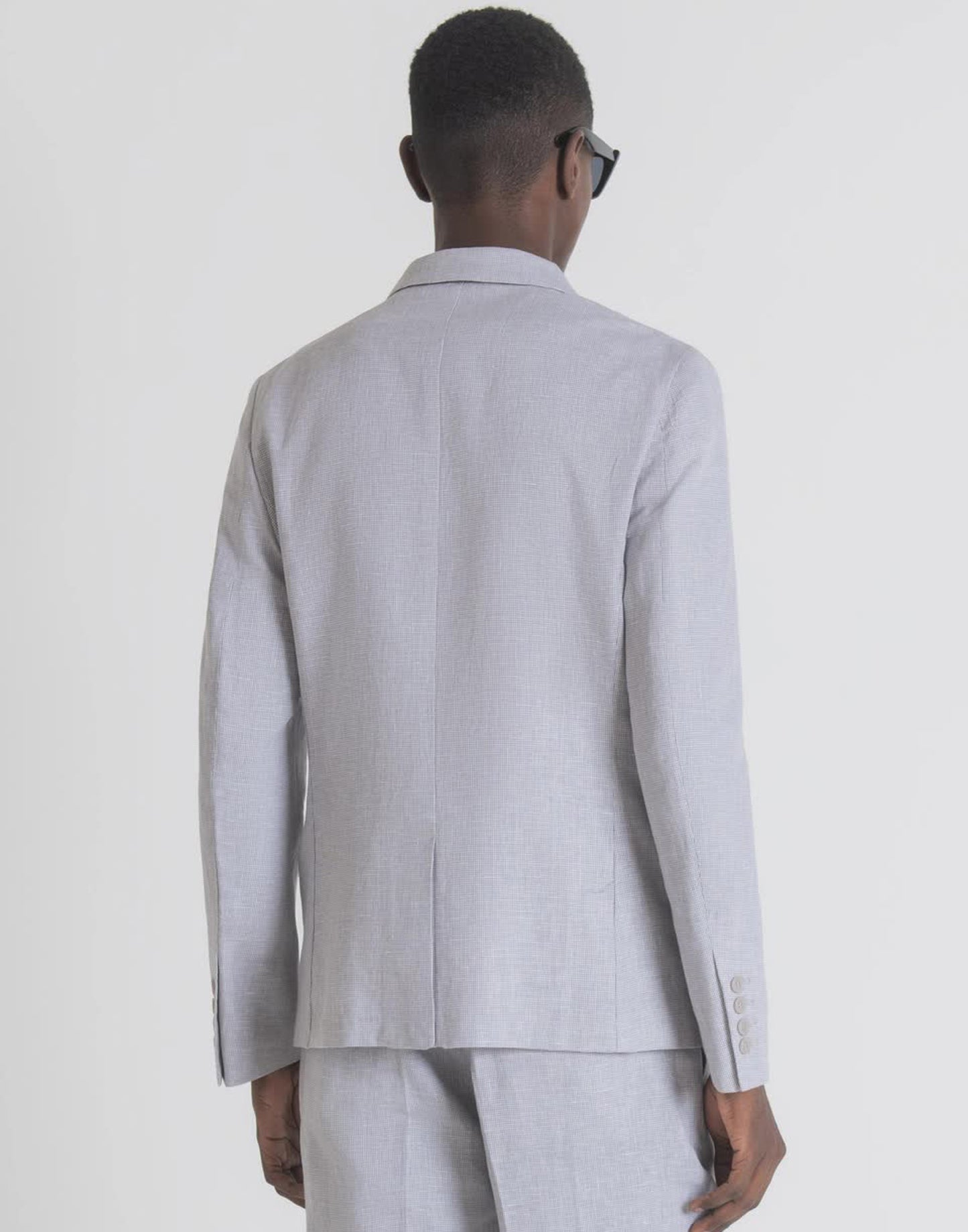 "Zelda" Slim Fit Jacket In Blended Linen Effect Mélange Antony Morato