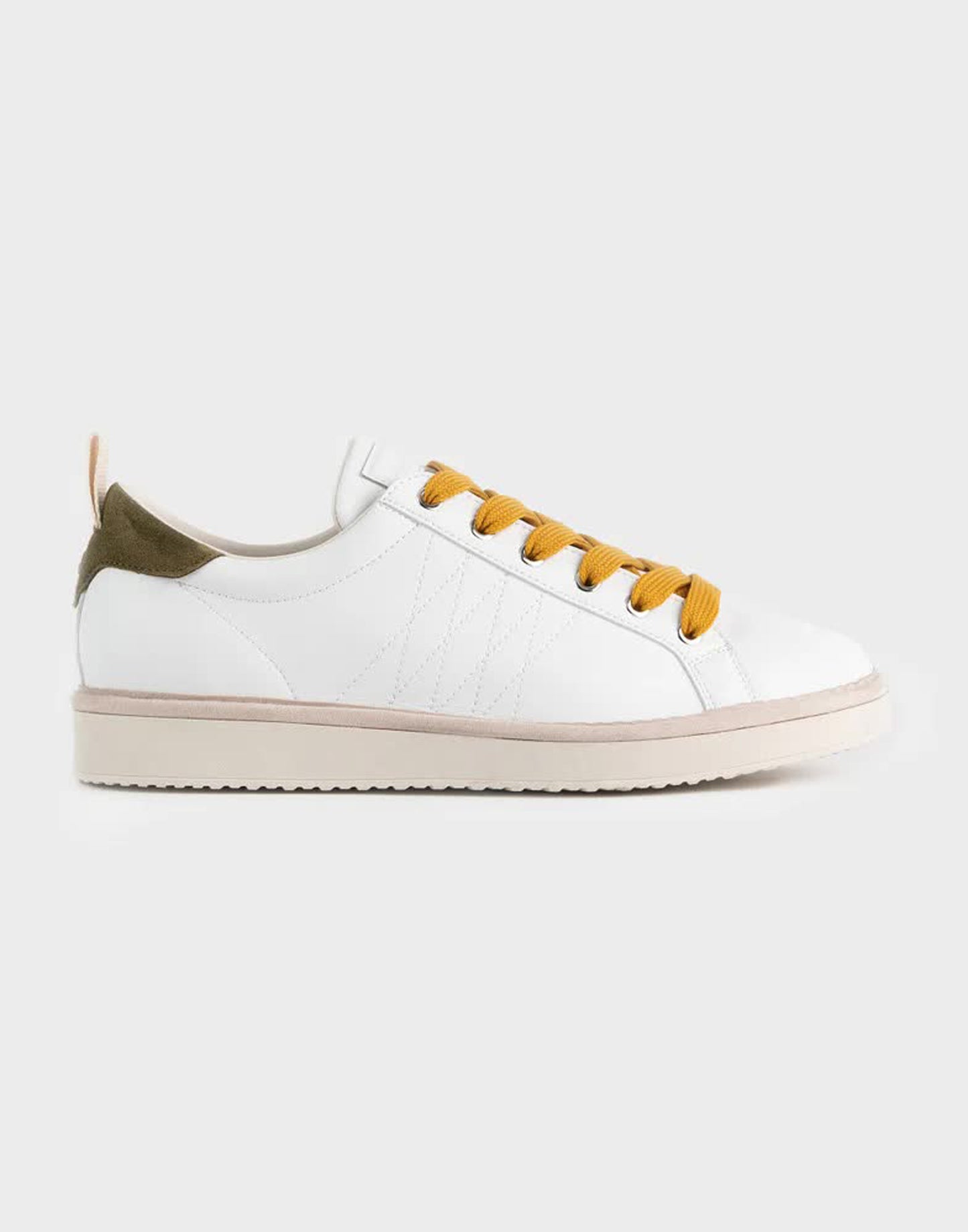 P01 Laced Shoe in Microfibre and Suede WHITE SAGE YELLOW Panchic P24