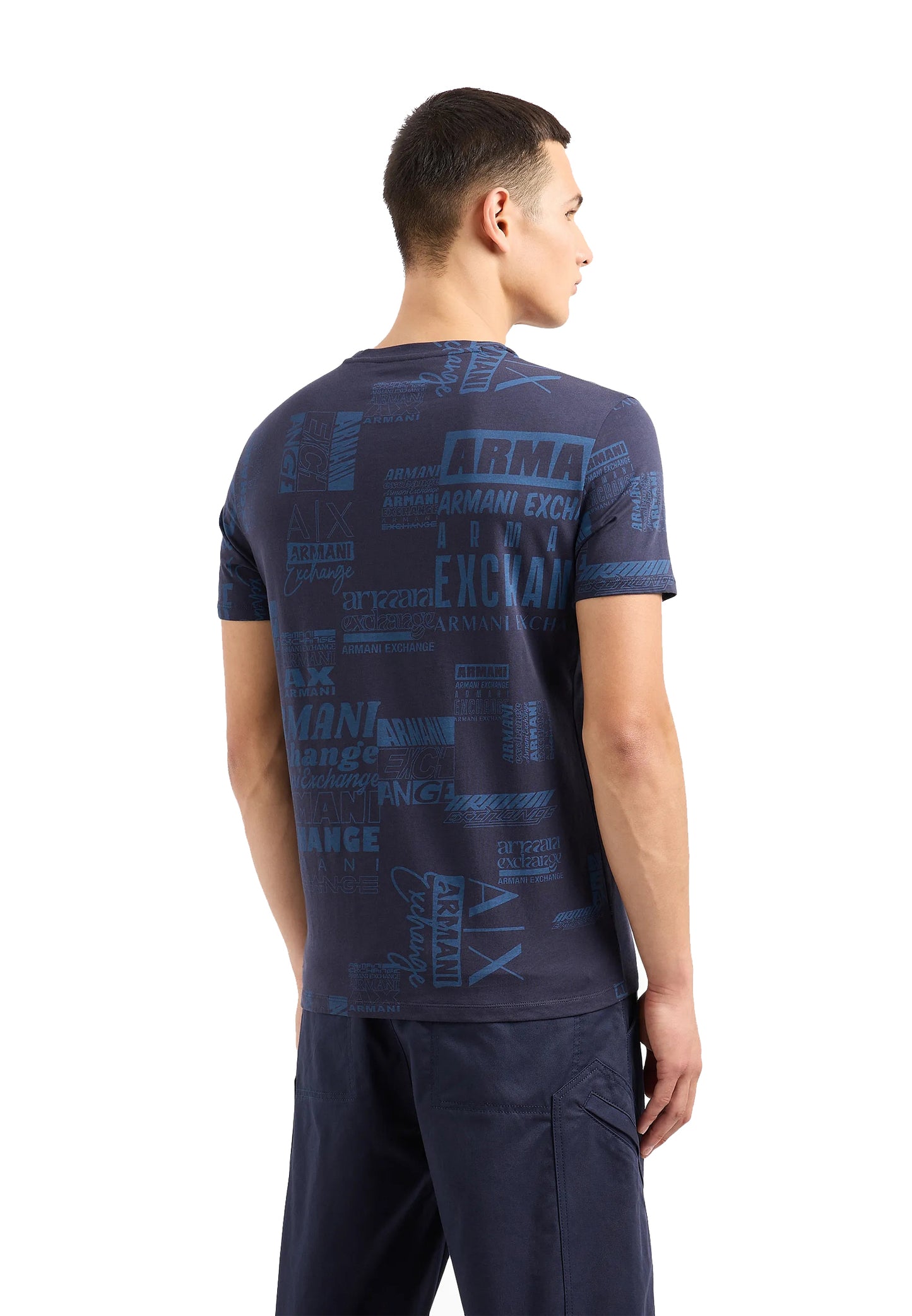 T-shirt girocollo blu fantasia cotone Armani Exchange P24