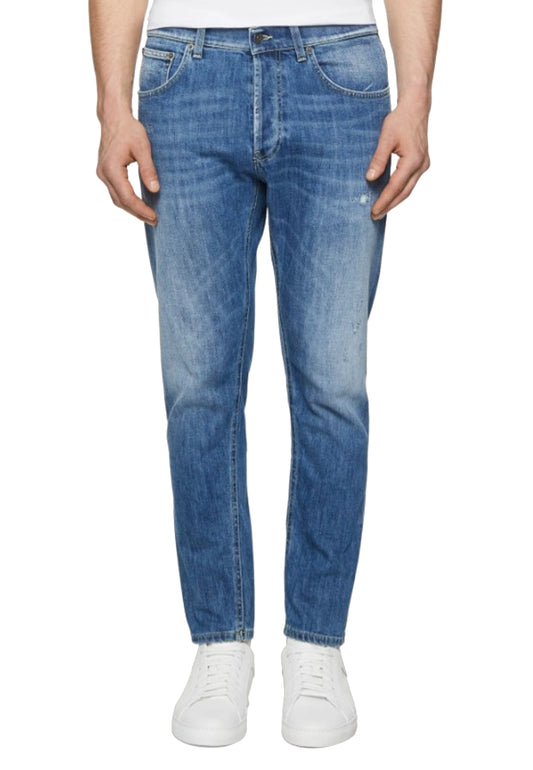 Jeans da uomo a vita bassa blu chiaro slim carrot fit Dian Dondup P24
