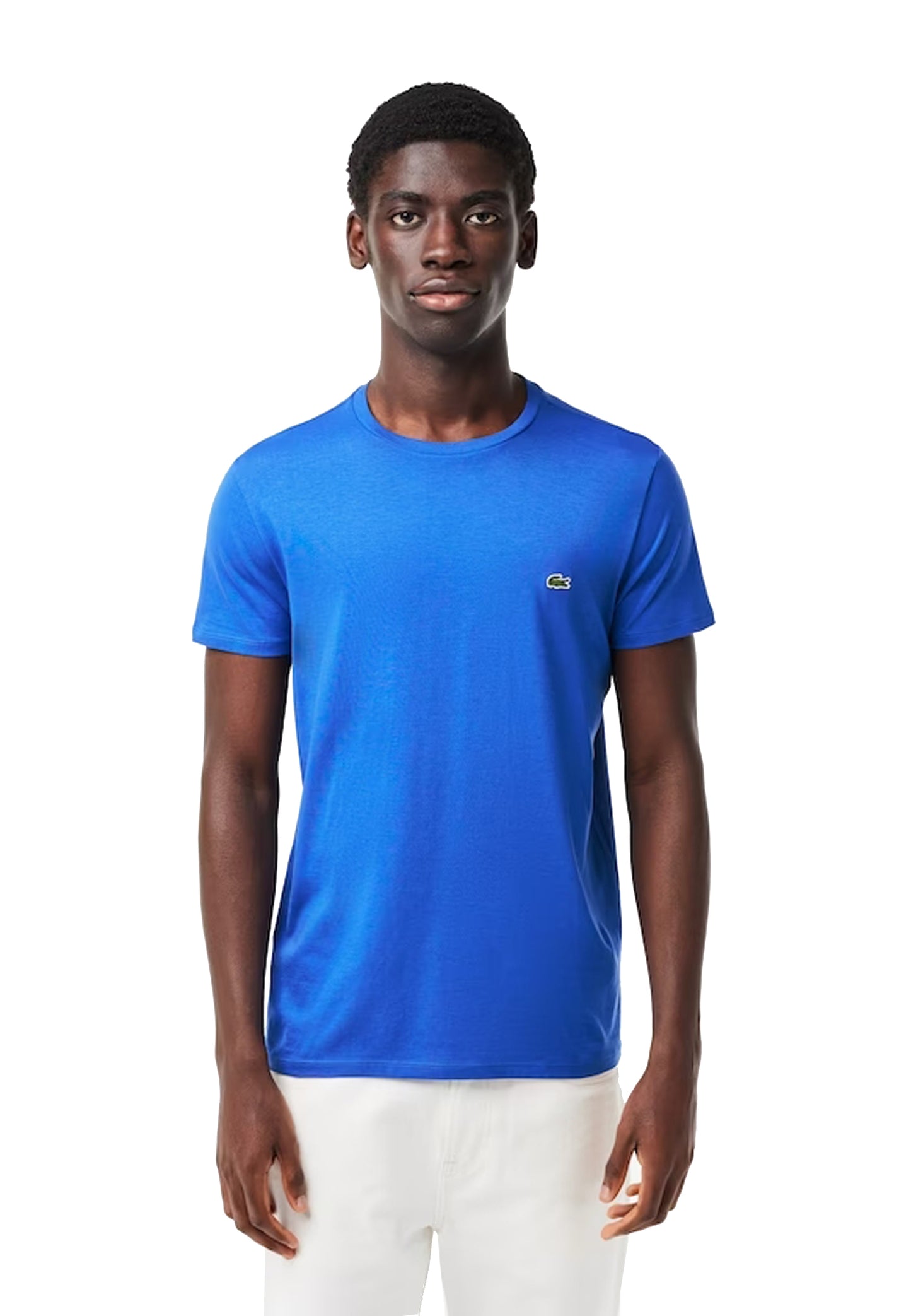 T-shirt girocollo manica corta blu elettrico cotone Lacoste P24