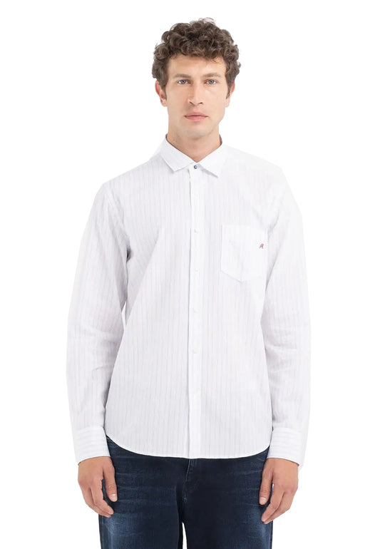 Replay P24 regular fit white striped shirt